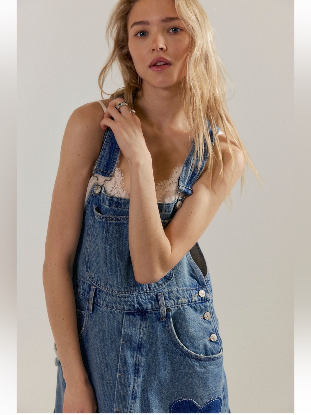 NWT FREE PEOPLE WE THE FREE KEY TO MY HEART PATCHED SKIRTALLS 💙💙 - Picture 2 of 7